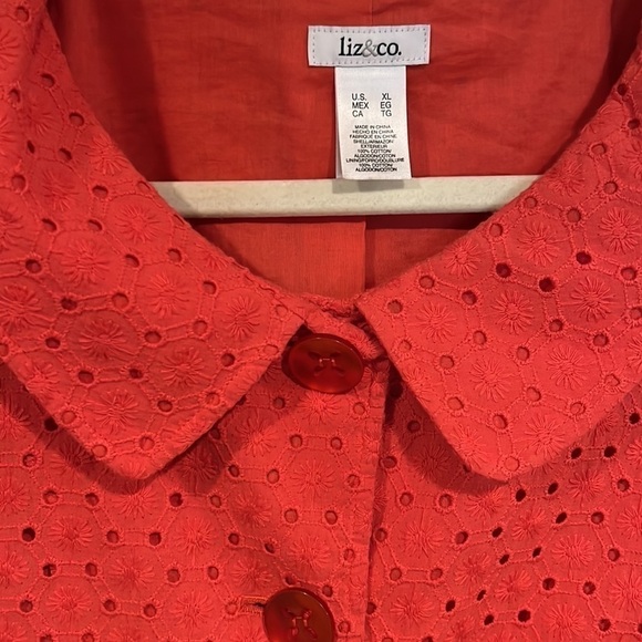 Liz & Co Orange waist length blazer with Peter Pan collar size XL - Picture 6 of 12